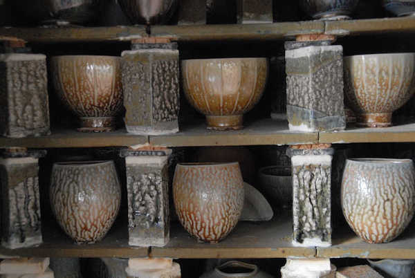 John Dermer Salt glazed pots in kiln